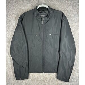 Guess Mens XL Black Lightweight Moto Jacket Full Zip Quilted Lining Casual